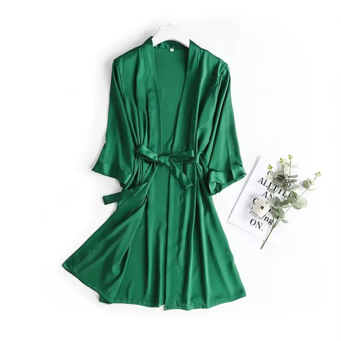Robe de mariée blanche pour femme, peignoir de matin à manches 3/4, chemise de nuit ample, kimono en