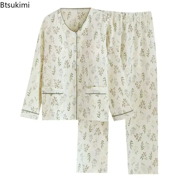100% bavlna Letné kvetinové pyžamo pre ženy Špeciálne príležitosti Mäkké noci Zimné jarné jesenné elegancie Domov