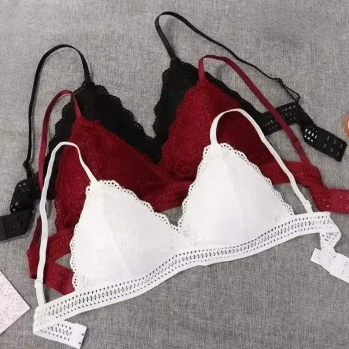 Sexy francúzska podprsenka z bavlny a polyesteru s čipkou pre ženy s malými alebo plochými prsiami