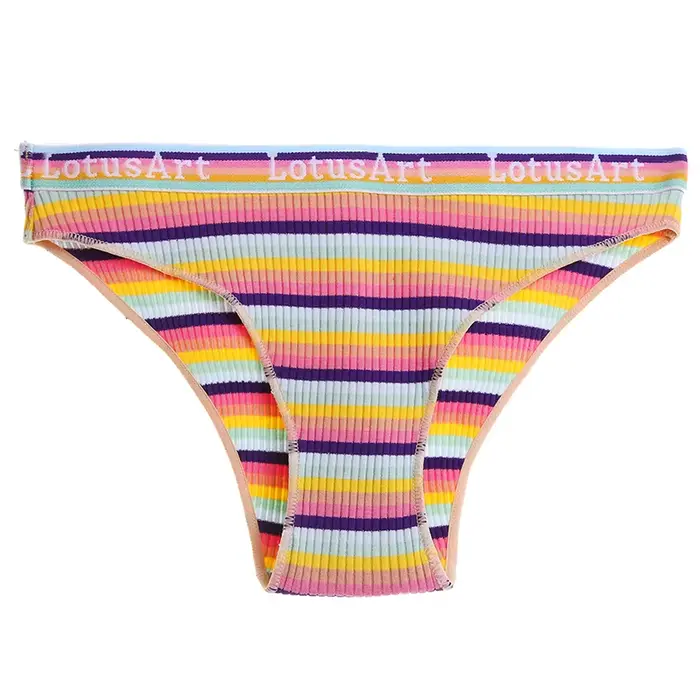 BZEL-Culotte Rayée Colorée pour Femme, Sous-Vêtement en Coton, Confortable, Lingerie Respirante