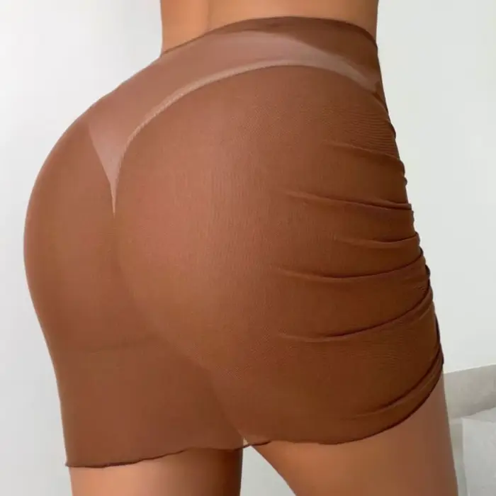 Nouveau Maillot de bain translucide jupe de plage maille cordon solide gaze jupe à volants surjupe b