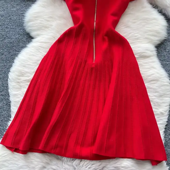 Robe femme décontractée printemps été polyester coton brodée élastique pull haut mi-mollets soirée plage occassionnels