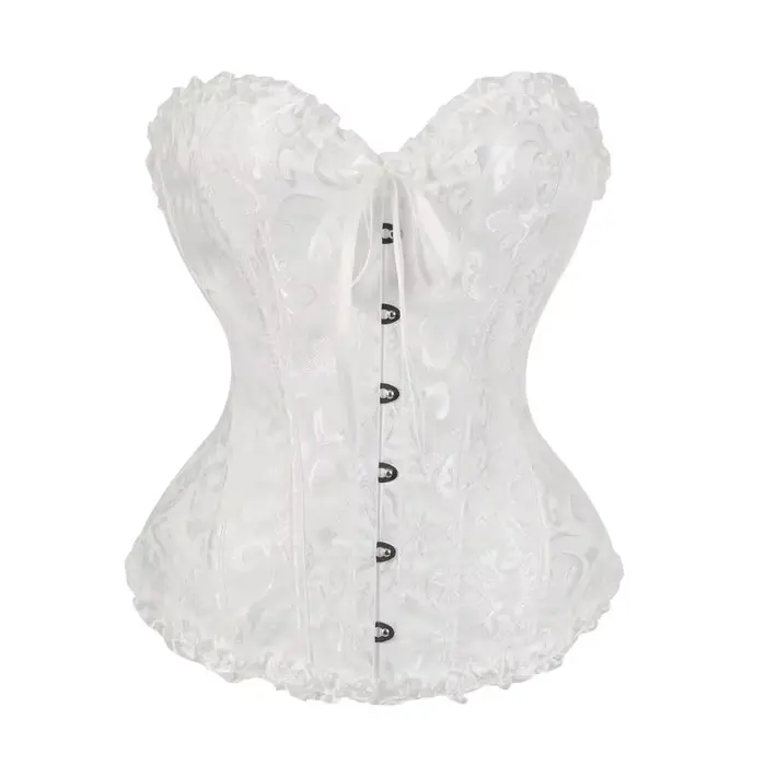 Corset blanc pour femme, bustier ajusté avec design cintrant pour les mariages, les fêtes ou le quot
