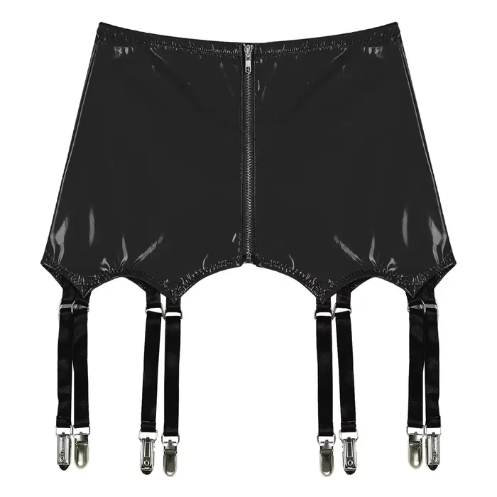 Porte-jarretelles en cuir verni pour femme avec clips en métal, porte-jarretelles, pôle de fête, lingerie sexy
