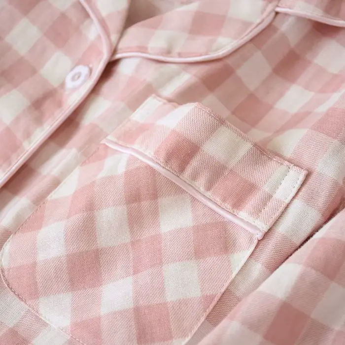 Pyjama féminin en coton 100%, style japonais, doublure en gaze double, col rabattu, manches longues, pour femmes, nuits printanières et occasions spéciales