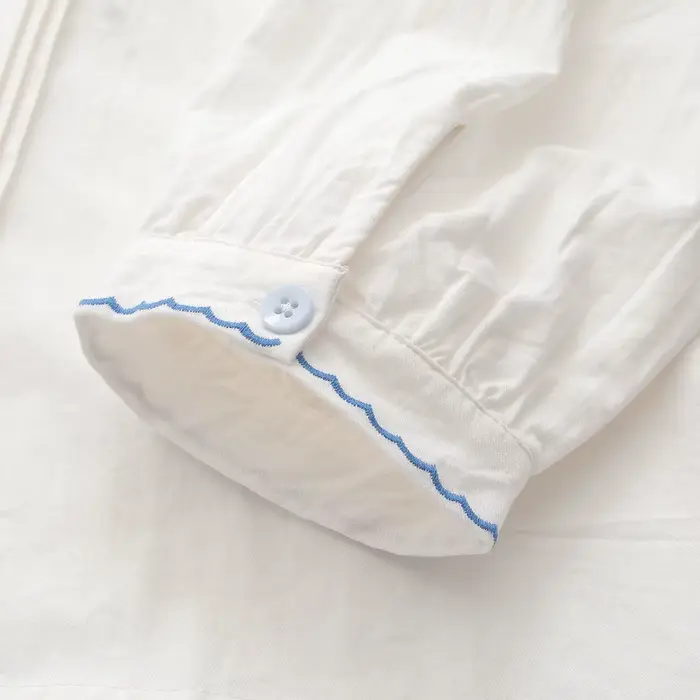 Chemises brodées de fleurs en coton pour femmes, hauts à col à revers, manches longues, chemisiers a