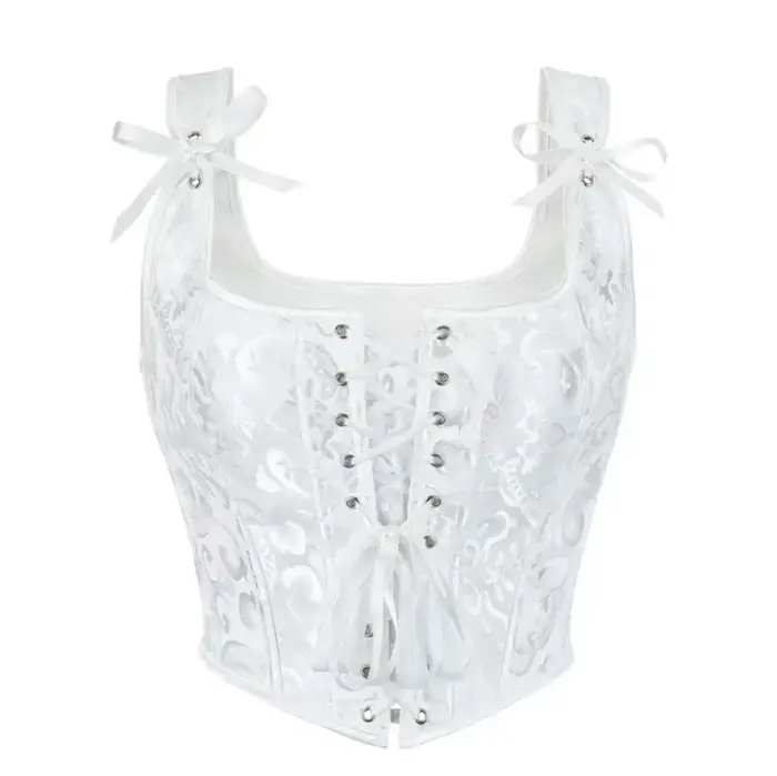 Dámske Vintage korzet, krátky top, gotický tielko čipka-up, vykostené Bustier, popruhy, zoštíhľujúce oblečenie, pás tvarovanie