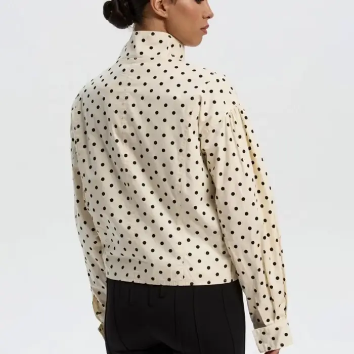 Elegantná vintage bomber bunda s bodkami pre ženy