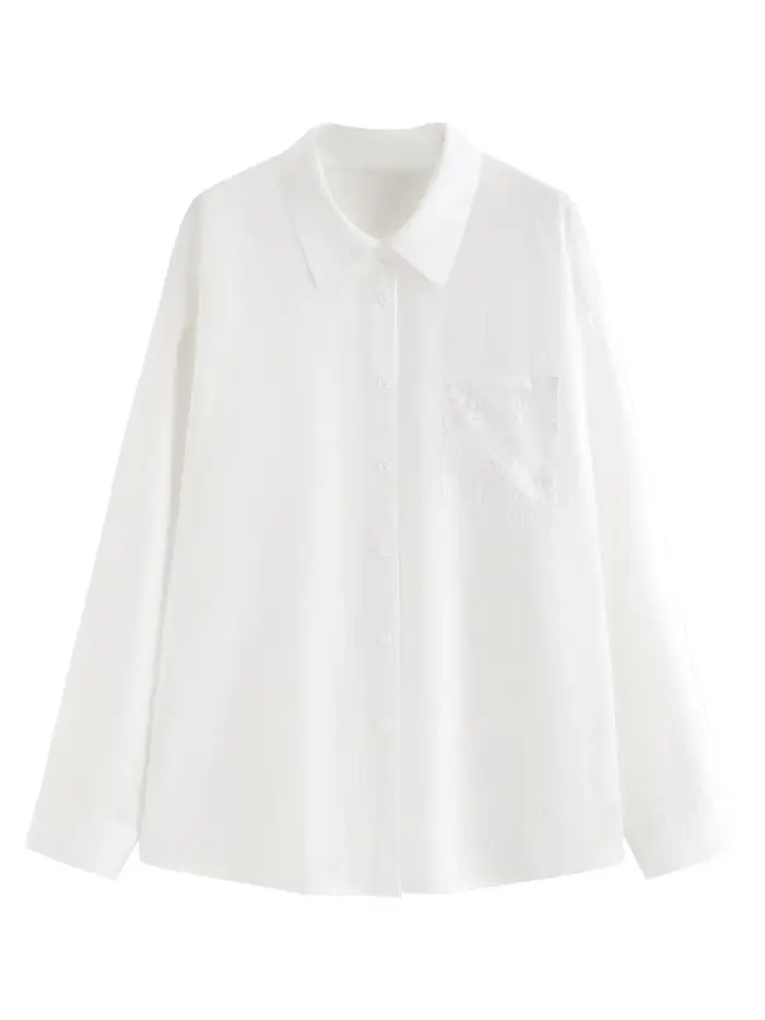 Chemisier blanc à nœud et dentelle pour femme FSLE 2026, col en V, manches courtes, chemise de créat