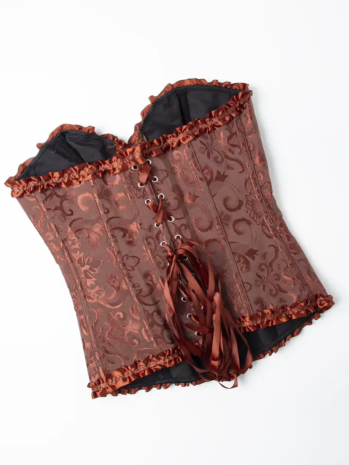 Tmavohnedé korzetové šaty pre ženy, tvarujúce bustier šaty vo farbe čokolády