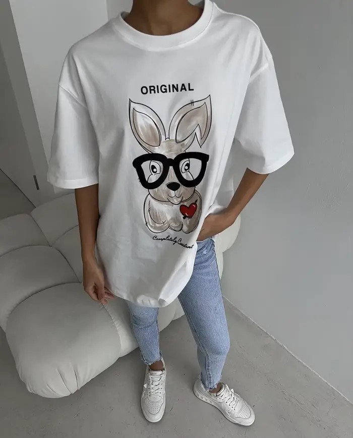T-shirt Hirsionsan en coton 100% avec motifs peints à la main pour femmes, décontracté et adapté aux saisons estivales, idéal pour les occasions informelles et les cadeaux fantaisistes