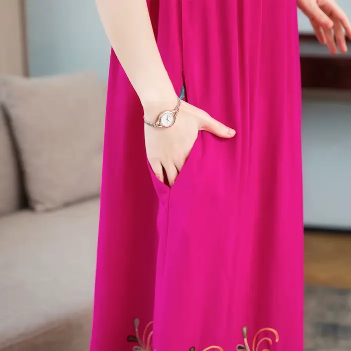 Nouvelle robe d'été décontractée pour femme robes femmes robe florale tournesol broderie dames robe 