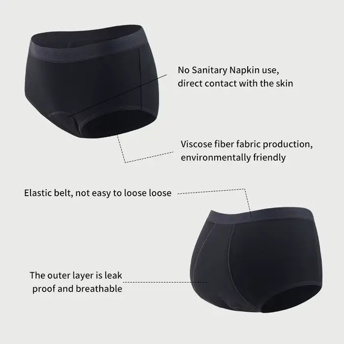 Culotte menstruelle femme 4 couches période physiologique prévention des fuites culotte taille moyen