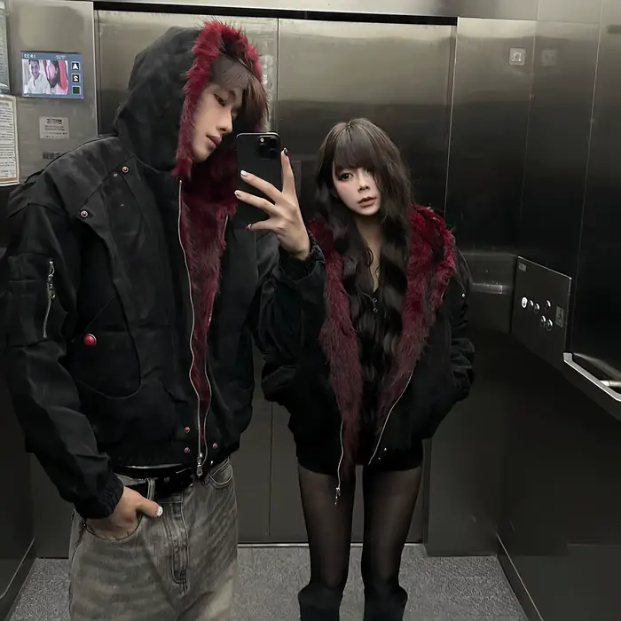 Zosilnený gotický kožušinový golier čierny Retro americká horská socha Pánska a dámska móda Punk voľný nadrozmerný