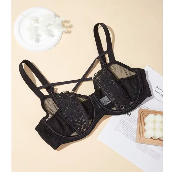 Soutien-gorge adhésif à bonnets couvrants grandes tailles pour femmes, en dentelle, noir, Bralette F
