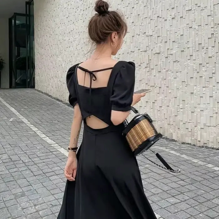 Elegantné čierne vintage šaty pre ženy