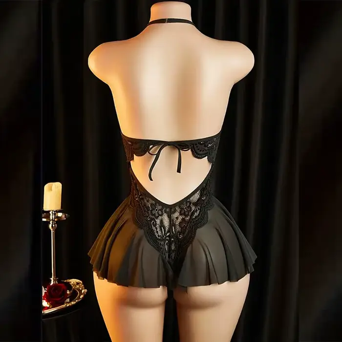 Neslušné spodné prádlo bez rozkroku pre dospelé ženy, čipka sexuálne bodysuit, otvorený rozkrok, porno bábika šaty, čierna Sexy spodná bielizeň set