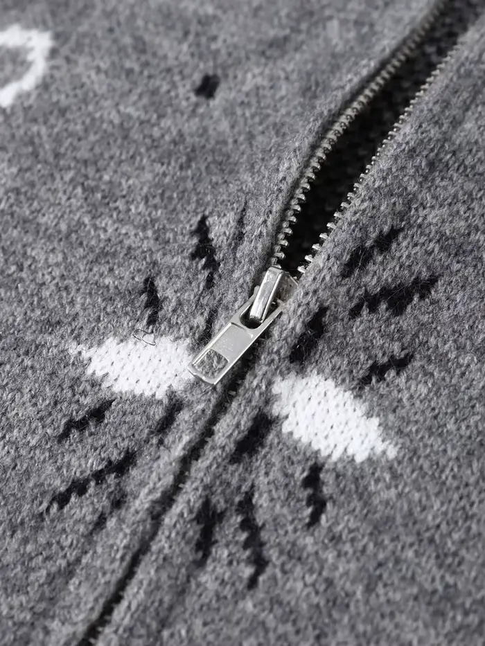 Cardigan Jacquard Printemps à Col Montant pour Femme, Manteau Chic à Manches Longues avec Fermeture 