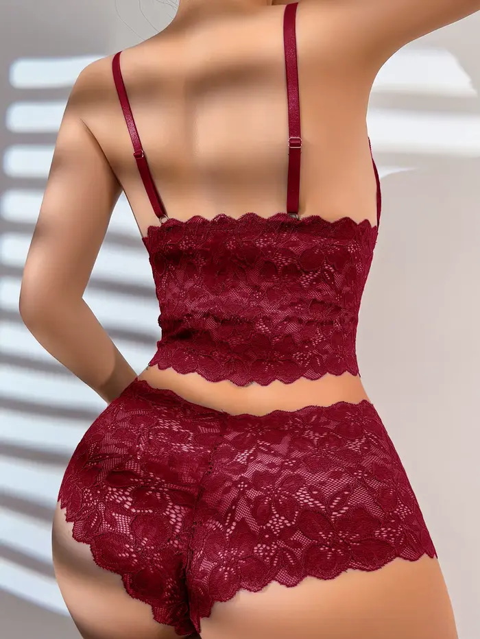 Sexy čipkovaný kvetinový priesvitný set spodnej bielizne pre ženy