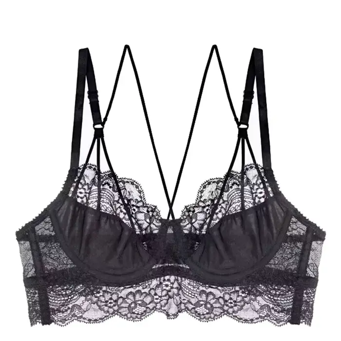 Soutien-gorge sans armatures pour femme, en dentelle florale, confortable et respirant
