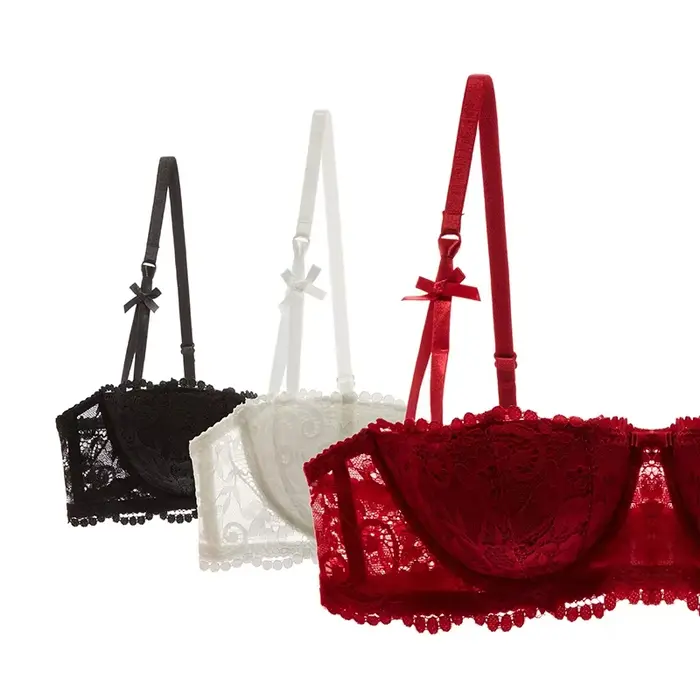 Plus veľkosť Balconette Half Cup Bra - Sexy bavlnené push-up spodná bielizeň pre ženy, štíhla a pohodlná bezdrôtová podprsenka
