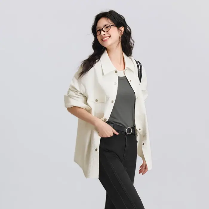 Semir chemise à manches longues femmes mi-longue motif diamant coton 2025 nouveau printemps haut sur