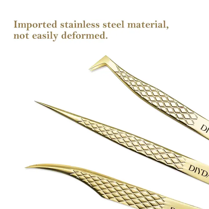 DIYDAY – pincettes antidérapantes pour Extension de cils, pointe en Fiber d'acier inoxydable, outil 