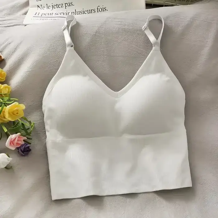Débardeur Sexy pour femmes, soutien-gorge intégré, couleur unie, haut court, épaules dénudées, Camis