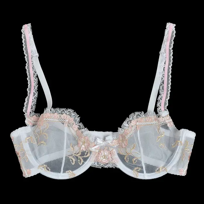 YANDW Nouveau femmes sexy soutien-gorge dentelle florale broderie transparent ultra mince 70 75 80 85 90 95 100 A B C D E F EU US UK Taille Standard