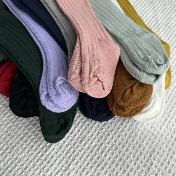 Chaussettes longues hautes en coton pour bébés garçons et filles, chaussettes douces à rayures respi