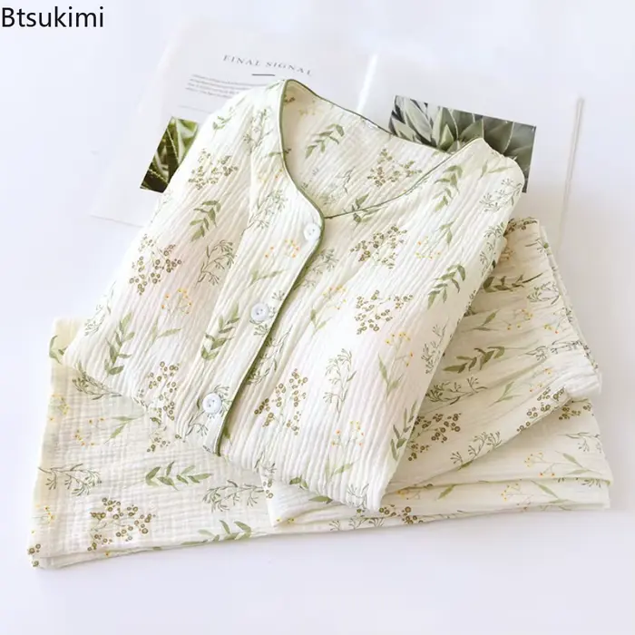 100% bavlna Letné kvetinové pyžamo pre ženy Špeciálne príležitosti Mäkké noci Zimné jarné jesenné elegancie Domov