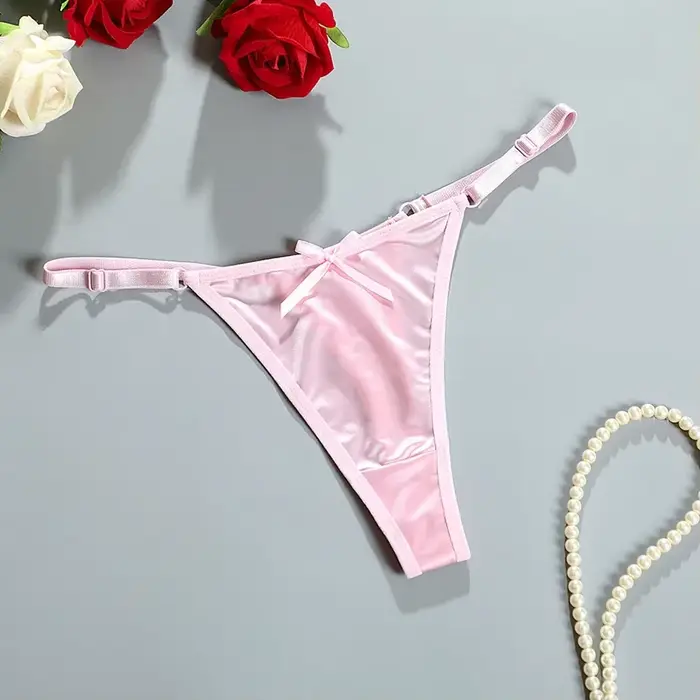 Sexy Satin réglable filles G-Strings pantalon confort taille basse nœud slips sous-vêtements sans co