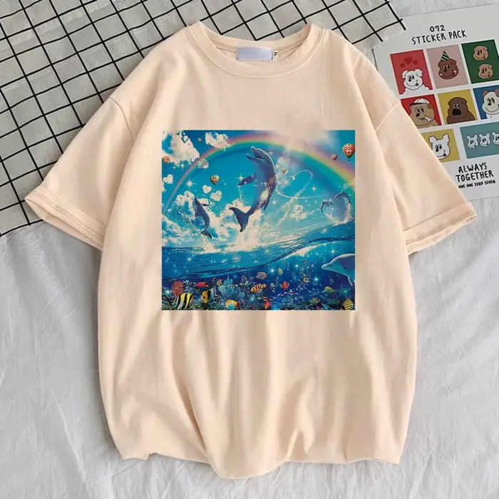 Haut en modal style décontracté avec motif dessin animé pour femmes toute saison