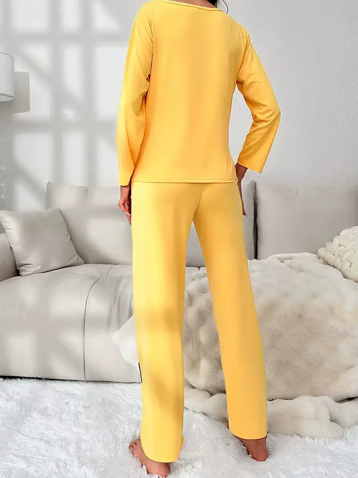 Dámske ležérne pyžamo set, roztomilá potlač, dlhé rukávy, na jar a v lete, vhodné na každodenné použitie a dá sa nosiť aj vonku