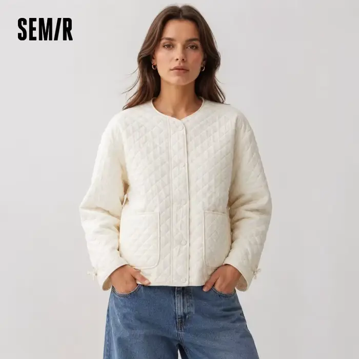 Semir dámske prešívané kabáty s diamantovou textúrou