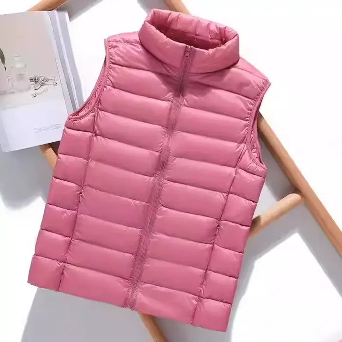 Bunda bez rukávov z polyesterového jemného plechu s bielou kačkou pre ženy príležitosti jesenná zima elegancia a teplo