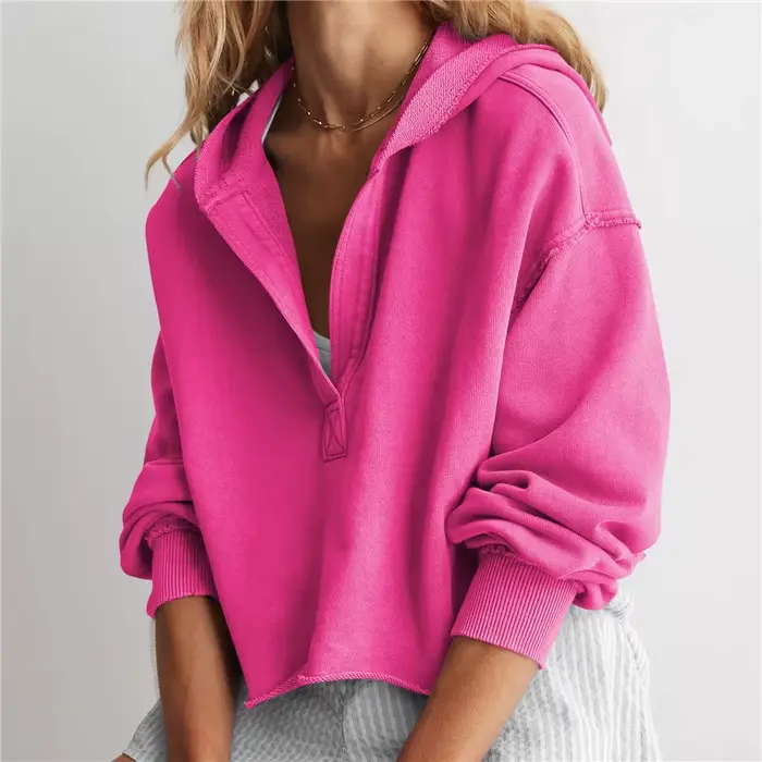 Sweat à capuche à col en V pour femme, pull confortable et chaud, vêtements décontractés, document s