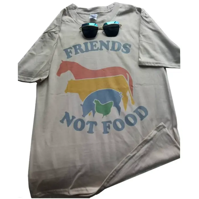 T-shirt Vintage, humoristique et humoristique, avec amis, Not Food, cadeau pour végétalien
