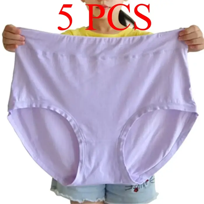 Sada 5 Dámske nohavičky Plus Size, mlieko hodváb, trojuholník rez, pre tehotné ženy, stredného veku matky, až 150 kg