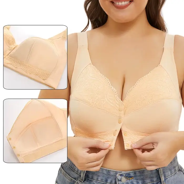 Dámska podprsenka veľká veľkosť bezdrôtové predné uzavretie čipky push up spodná bielizeň sexy elegantné špeciálne príležitosti