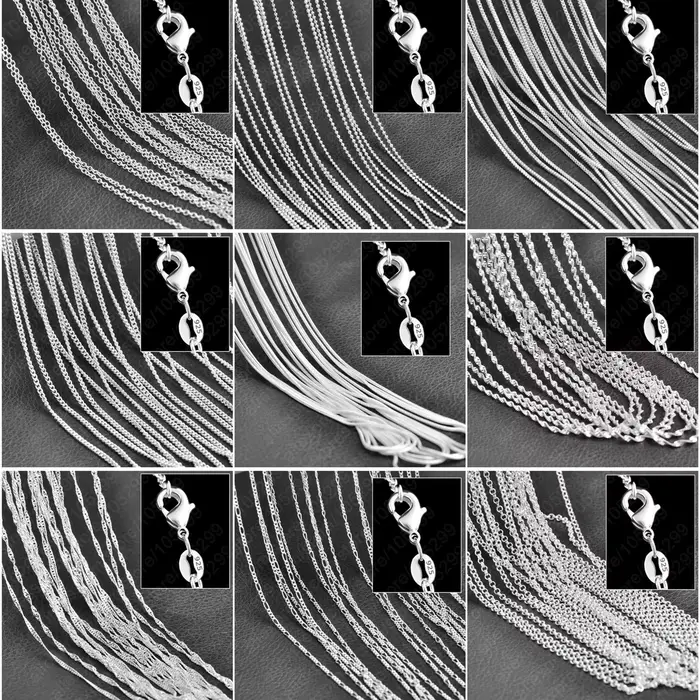 Chaîne à maillons en argent Sterling 925 pur, bijoux de collier avec fermoirs à homard lisses et sol