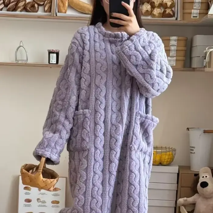Zimná nočná košeľa s dlhým rukávom