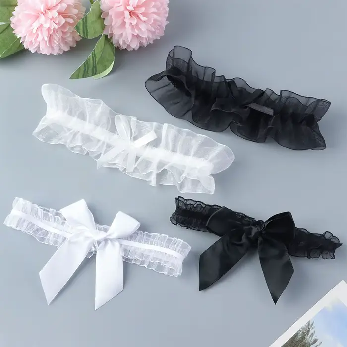 Čipka podväzkový pás s elegantným motýlik pre ženy špeciálne príležitosti svadobný ples koniec roka