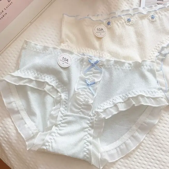 Culottes en polyester à volants et dentelle pour femmes, motif floral doux, confortables, taille mi-haute, occasions spéciales et cadeaux