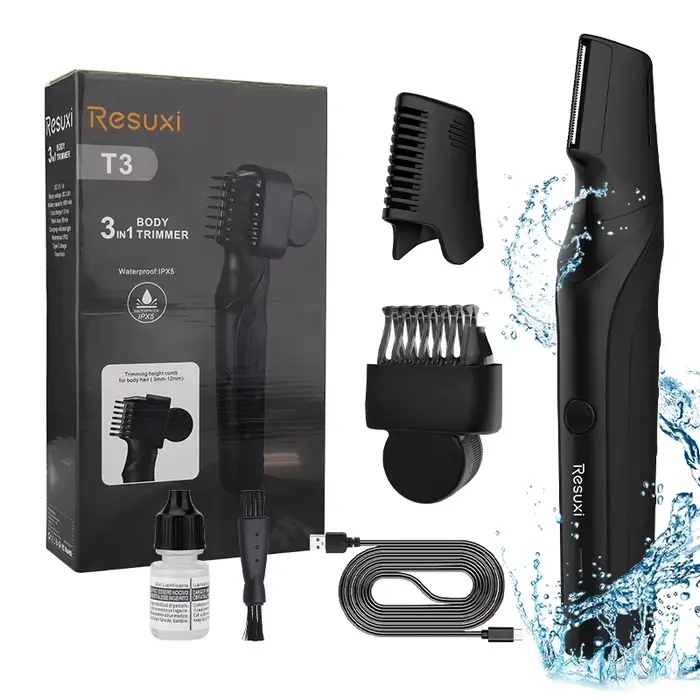 RESUXI T3 hommes 3 en 1 multifonctionnel électrique corps tondeuse lavable pour tout le corps rasoir