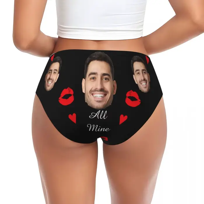 Valentín personalizovaný pre ženy s fotografiou tváre bezšvové nohavičky neviditeľné plné krytie slipy