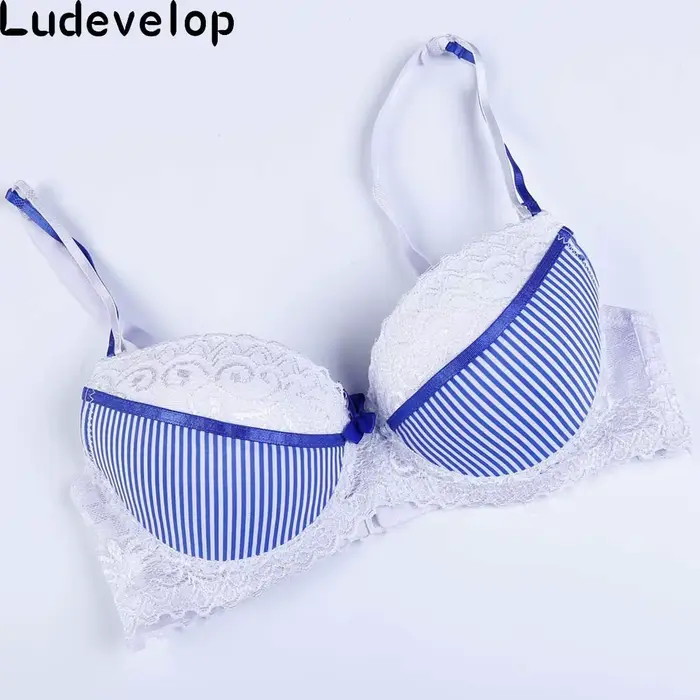 Intímne nové push up ženy pruhované podprsenka BC pohár čipka spodná bielizeň sexy výšivka mladá žena spodná bielizeň podprsenka