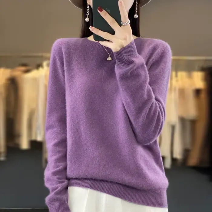 100% merino vlna pulóver pre ženy okrúhly výstrih kašmír pleteniny žena