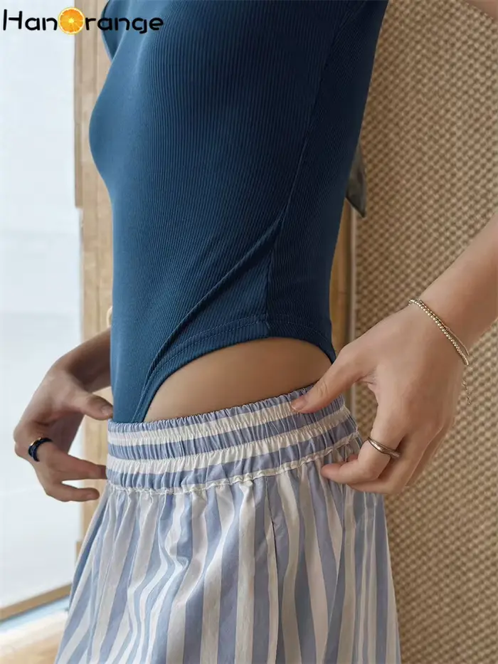 Jar/Leto Tričko Body pre Ženy Trendové s Vysokým Strihom a Zúženým Pásom Krátke Rukávy Slim Strih Biela/Čierna/Hlboká
