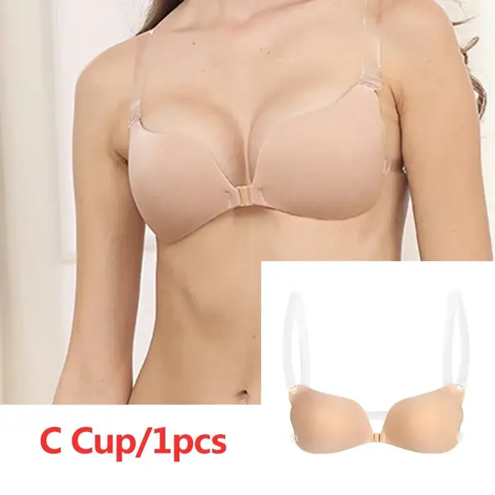 Neviditeľná podprsenka spodná bielizeň Ženy Push Up Silikónové svadobné tesné opakovane použiteľné bez ramienok priehľadný Backless Bikini